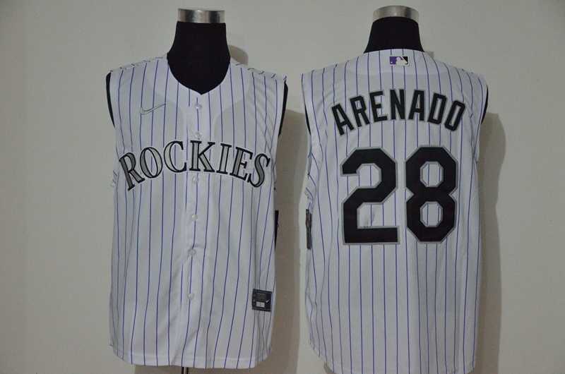 Rockies 28 Nolan Arenado White Nike Cool Base Sleeveless Jersey,We sell and wholesale Rockies 28 Nolan Arenado White Nike Cool Base Sleeveless Jersey on line form chian!